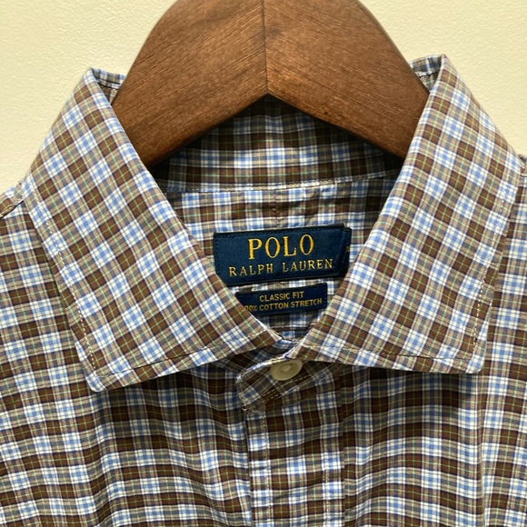 Ralph Lauren Long Sleeve Spread Collar Plaid Dress Shirt / Size M / EUC - Picture 1 of 7